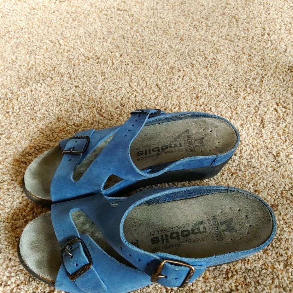 Mephisto Blue Leather Sandals Size 6.5-7